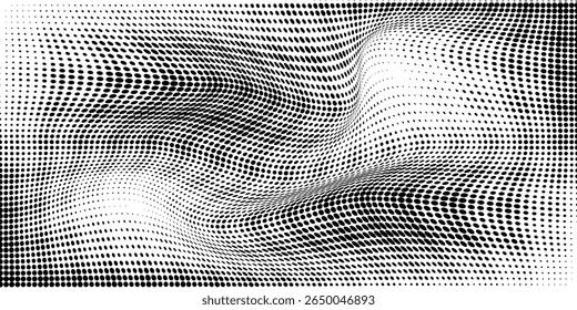 Varredura de impressão monocromática, plano de fundo de meio-tom vetorial abstrato.