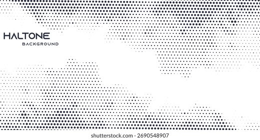 Monochrome printing raster. Abstract vector halftone background. Black and white texture of dots.