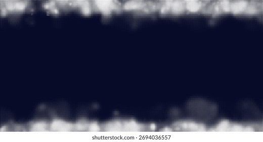 Trama de impresión monocromática. Fondo de semitono de Vector Abstractas. Textura de puntos en blanco y negro.
