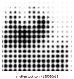 Monochrome printing raster. Abstract vector halftone background. Black and white texture of dots.