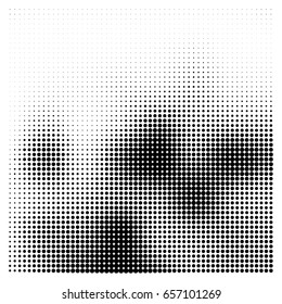 Monochrome printing raster. Abstract vector halftone background. Black and white texture of dots.