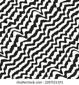 Monochrome psychedelic curved lines. Seamless texture