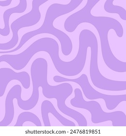 Monochrome purple abstract background. Groovy design with liquid waves lines. Trendy retro vintage illustration, vector poster.