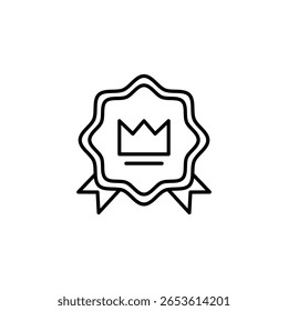 Ilustración vectorial monocromática del sello de la corona de la calidad en superficie transparente