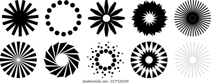 Monochrome radial patterns. Minimalist design. Brand. Graphic Design. Patterns.