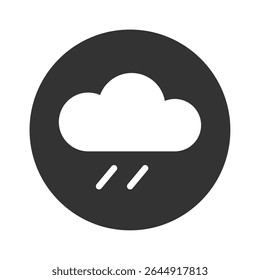 Ícone Monocromático Chuvoso - Símbolo de Nuvem e Gotas de Chuva Plana
