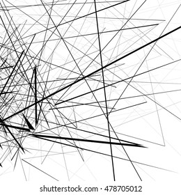 Monochrome random chaotic edgy lines abstract artistic pattern