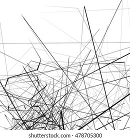 Monochrome random chaotic edgy lines abstract artistic pattern