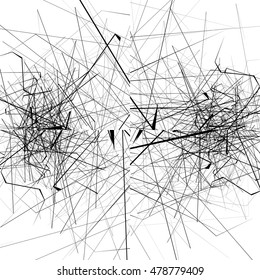 Monochrome random chaotic edgy lines abstract artistic pattern