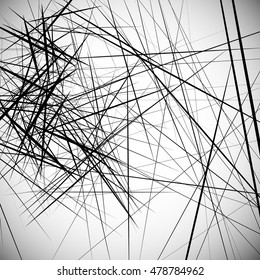 Monochrome random chaotic edgy lines abstract artistic pattern
