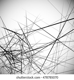 Monochrome random chaotic edgy lines abstract artistic pattern