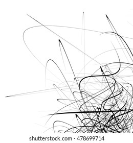 Monochrome random chaotic squiggle lines abstract artistic pattern