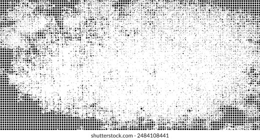 Monochrome raster print. Abstract vector halftone background. Black and white dots texture, eps10.