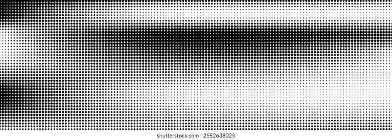 Impresión raster monocromo, fondo de semitono de Vector abstracto. Textura de punto blanco y negro.
