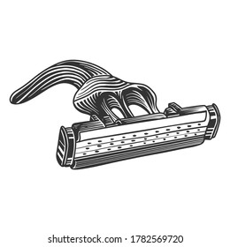 Monochrome razor blade vector image, retro style. Isolated on white background.