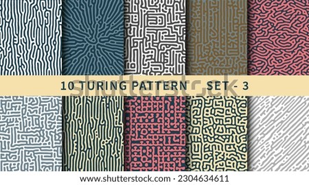 Monochrome reaction diffusion line shapes abstract turing pattern set