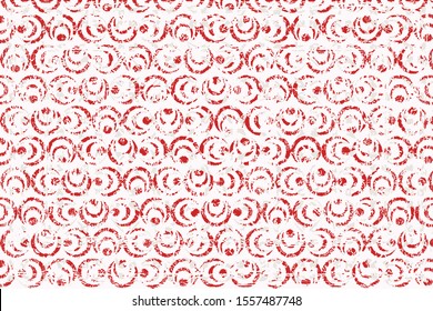 monochrome red and white vintage effect in ottoman crescent motifs vector pattern for fabric, rug, carpet, linens, scarves, and pillow print design 