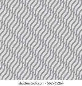 Monochrome regular geometrical seamless pattern with 3D effect, waves, water, ocean, flow and movement theme, background