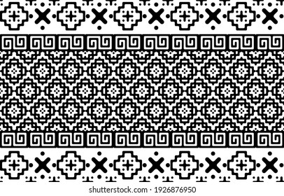 Fondo de repetición monocromo, patrón tribal de color blanco y negro sin fisuras, impresión de arte geométrico abstracto, patrón tribal vectorial de color retro sin fisuras,