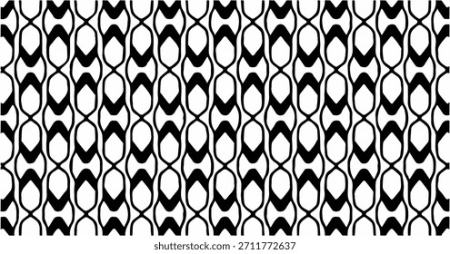 Monochrome repeating pattern with elongated oval and linked shapes forming a clean geometric seamless design.