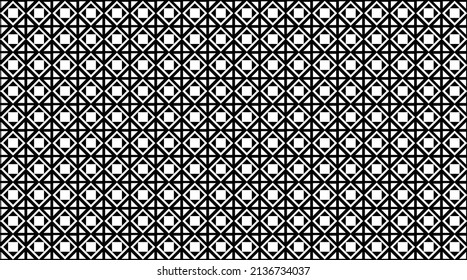 Monochrome repeating vector background. Geometric regular shapes. Black and white squares complemented by triangles in a repeating pattern. Pattern for print, websites, textiles and the like