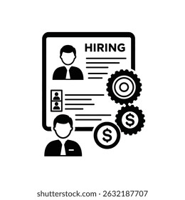 Monochrome representation of a person holding or displaying a job card possibly for clocking in or identification