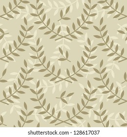 monochrome retro branches and leaves in regular rows on light background botanical abstract seamless pattern