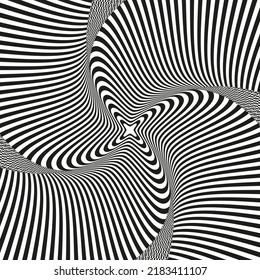 Monochrome Retro groovy psychedelic wavy background. Vector illustration in the style of 1970