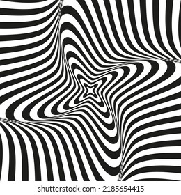 Monochrome Retro groovy psychedelic wavy background. Vector illustration in the style of 1970