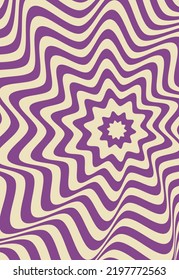 Monochrome Retro groovy psychedelic wavy background. Vector illustration in the style of 1970
