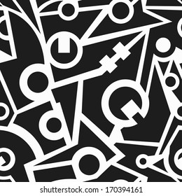 monochrome retro technology seamless pattern