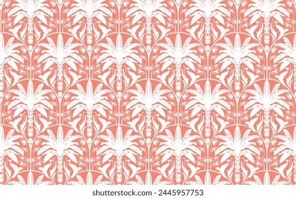 siluetas de palmera tropical retro monocromo, los Elementos se repiten en estilo retro. Arte vectorial Dibujado a mano ilustración para el diseño de verano, impresión, Fondo de pantalla exótico, decoración y textiles