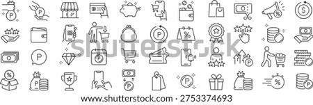 Monochrome Rewards Points Outline Icon Set in Vector