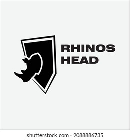 Monochrome Rhinos Head Logo Icon Design Vector