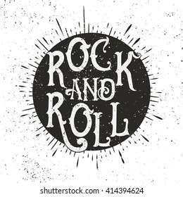 Monochrome Rock music print  hipster vintage label  graphic design and grunge effect  tee print stamp  t  shirt lettering artwork
