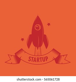 Monochrome Rocket. Logo. Startup. Vector Illustration