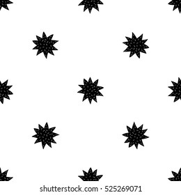 Monochrome romantic seamless pattern with cookie star. Symbols of love, relationships and valentine day. Lovely repeatable black and white vector background.