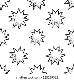 Monochrome romantic seamless pattern with shined star. Symbols of love, relationships and valentine day. Lovely repeatable black and white vector background.