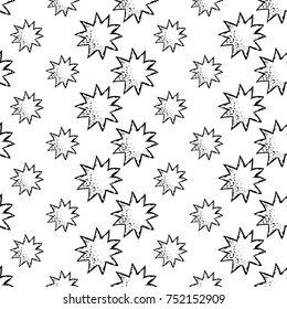 Monochrome romantic seamless pattern with shined star. Symbols of love, relationships and valentine day. Lovely repeatable black and white vector background.