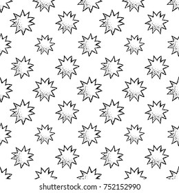 Monochrome romantic seamless pattern with shined star. Symbols of love, relationships and valentine day. Lovely repeatable black and white vector background.