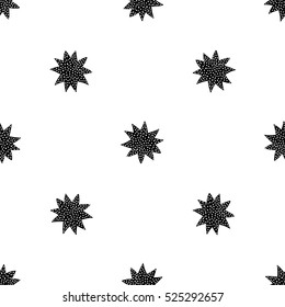 Monochrome romantic seamless pattern with star filled dots. Symbols of love, relationships and valentine day. Lovely repeatable black and white vector background.