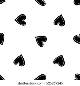 Monochrome romantic seamless pattern with stroked heart. Symbols of love, relationships and valentine day. Lovely repeatable black and white vector background.