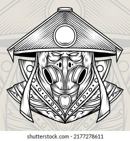 Monochrome Ronin Master. Premium vector