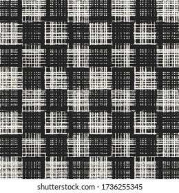 Monochrome Rough Textured Checked Pattern