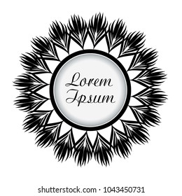 Monochrome round abstract frame. Vector