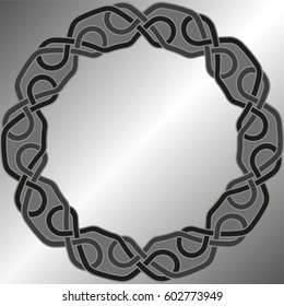 Monochrome Round Celtic pattern. Element of Scandinavian or Celtic ornament. Vector illustration EPS10 as border or frame