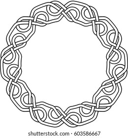 Monochrome Round Celtic pattern. Element of Scandinavian or Celtic ornament as border or frame. Vector illustration