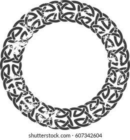 Monochrome Round Celtic pattern. Element of Scandinavian or Celtic ornament as border or frame. Vector illustration