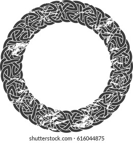 Monochrome Round Celtic pattern. Element of Scandinavian or Celtic ornament as border or frame. Vector illustration