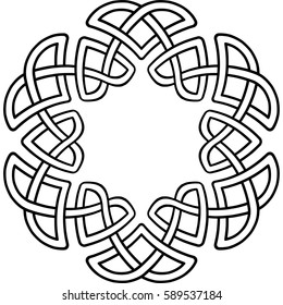 Monochrome round Celtic pattern. Pattern for Scandinavian or Celtic ornament. Vector illustration 